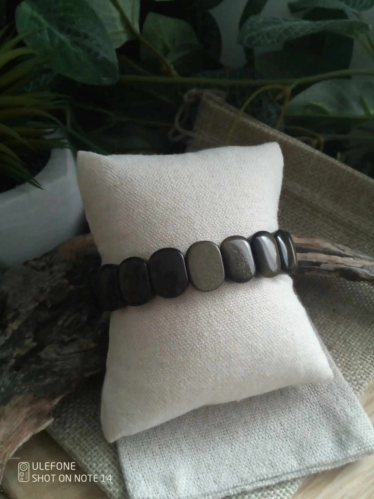 Bracelet obsidienne dorée – photo 2